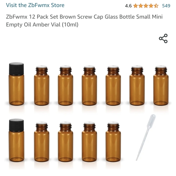 7 Amber Vials 10ml with Screw Top - Picture 1 of 9